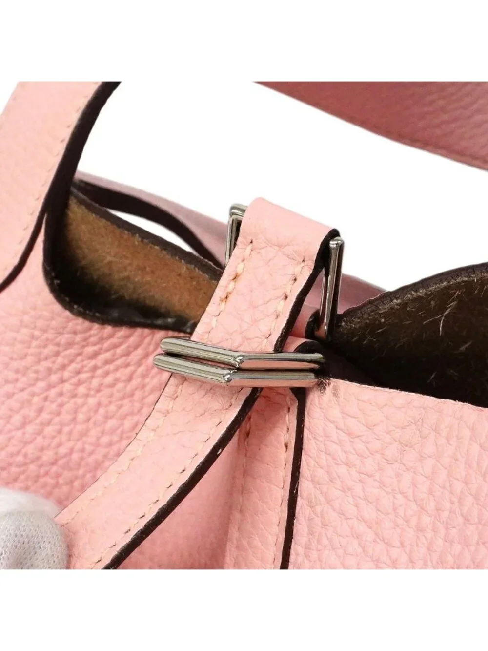 Hermes Handbag Picotin Lock MM Taurillon Clemence Rose Sakura Silver